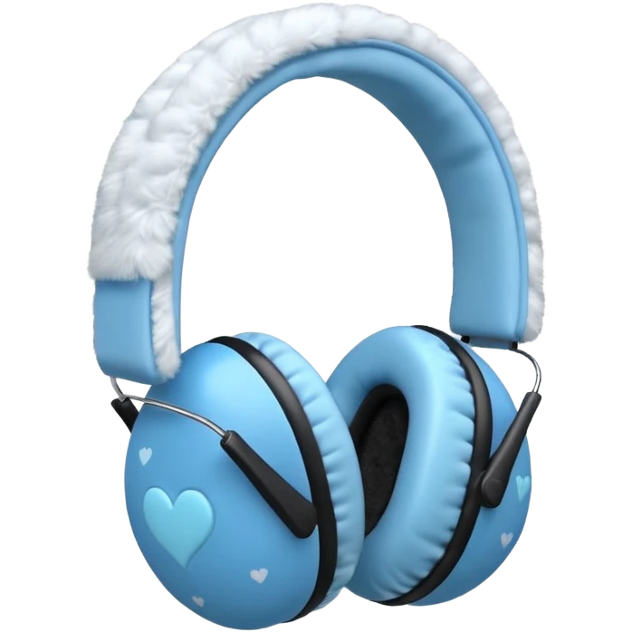 blue heart patterned earmuffs emoji