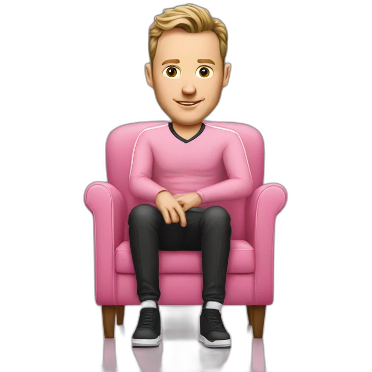 Jonathan Toews sitting on pink chair emoji