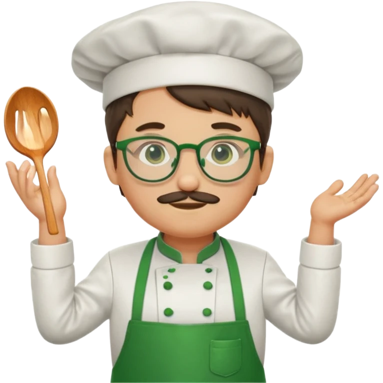 chef with green apron, wearing glasses emoji