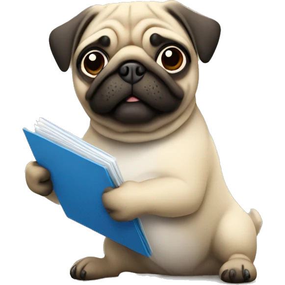 a pug holding a folder with documents emoji