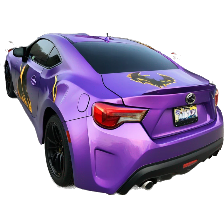 Evil Batgirl and Batman themed Scion FR-S with hot rod flames painted on side of car  emoji