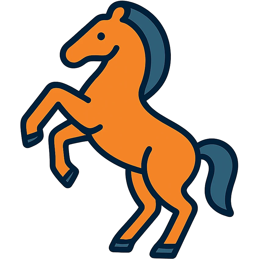 rearing horse color outline icon, energetic pose, clean lines, minimal detail, modern style emoji