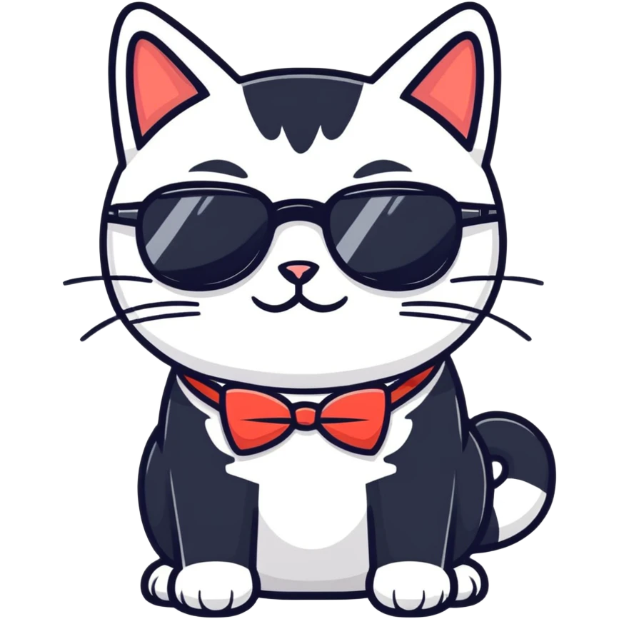 Tuxedo Cat with sunglasses emoji