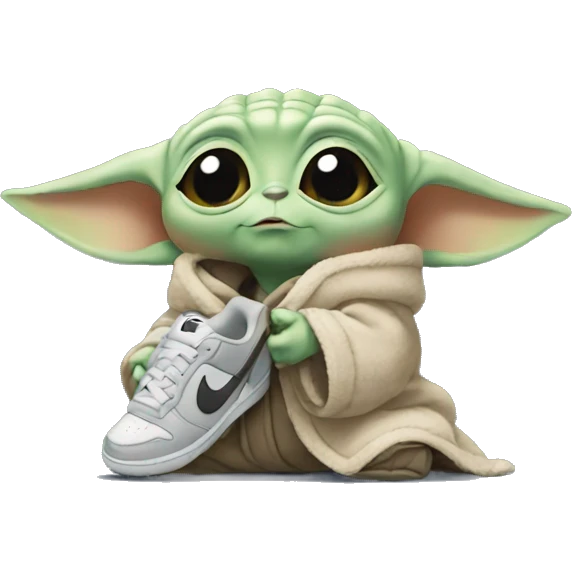  BABY YODA HOLDING NIKE SHOES emoji