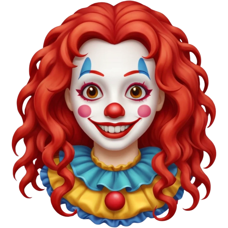 red very long hair female clown emoji