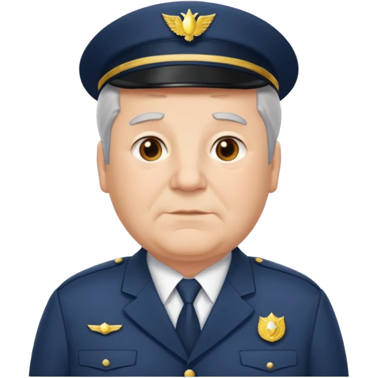 Older Male: gray hair at sides, slight wrinkles, wearing uniform, lightly obesity emoji