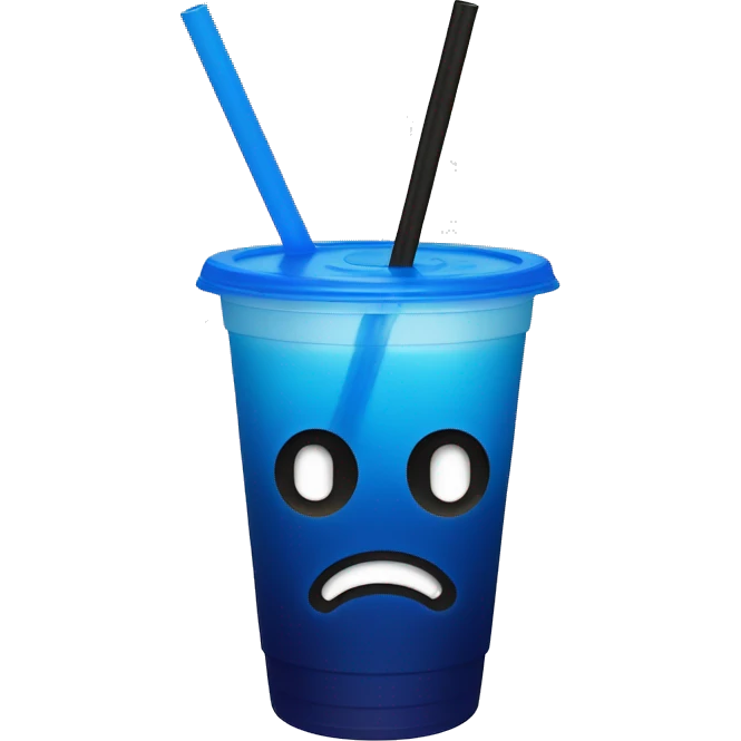 Dark blue ombré drink in plastic cup with a straw and lid and no face emoji