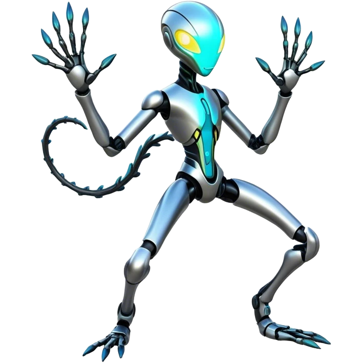 Shiny Futuristic Fakemon-Pokemon-Digimon-Spectrobes-Medabot-fusion, full body emoji