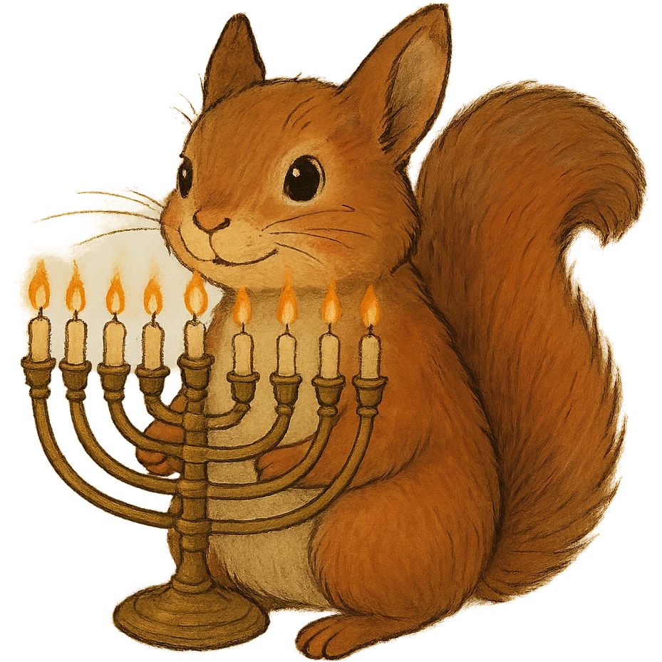 squirrel holding a menorah emoji