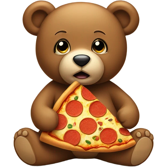 Teddy bear eating pizza emoji