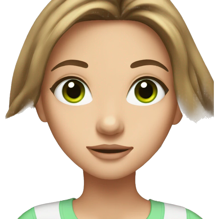 Girl with long brown hair and green eyes and long lashes emoji