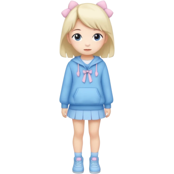 Kawaii girl Japanese full body blue pastel emoji
