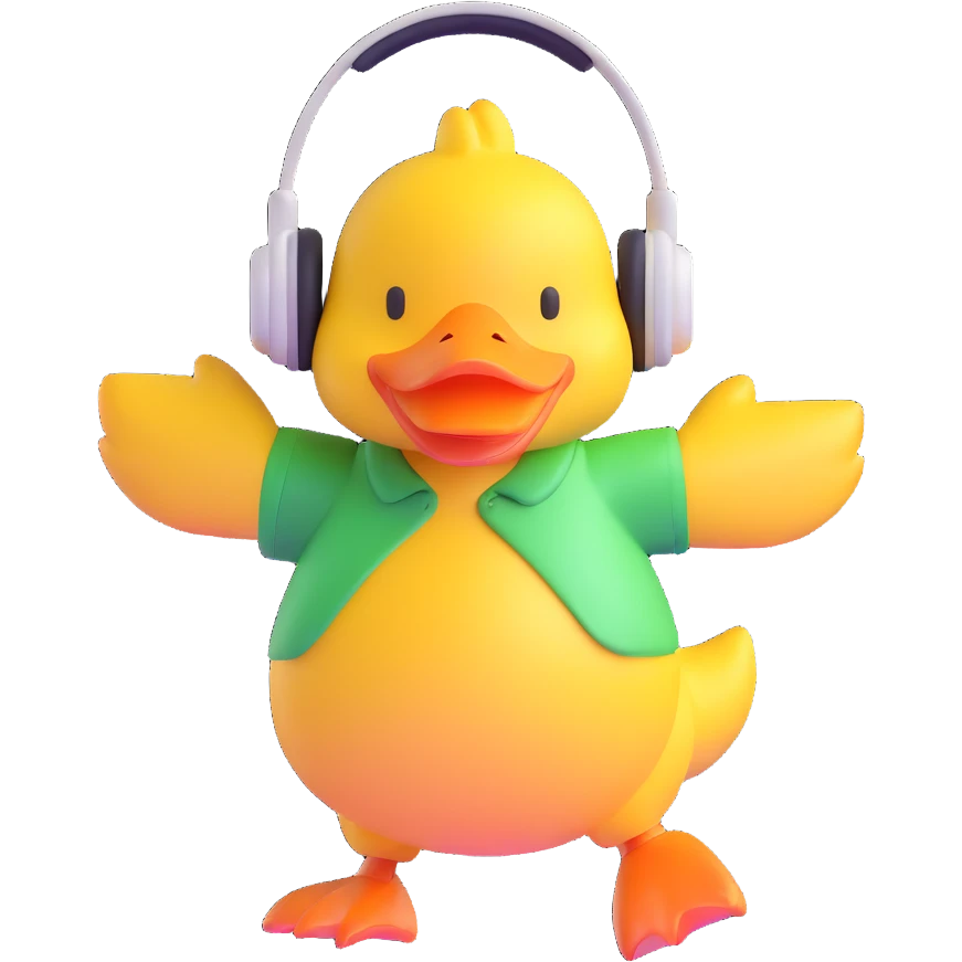 duck dancing to dubstep with headphones emoji