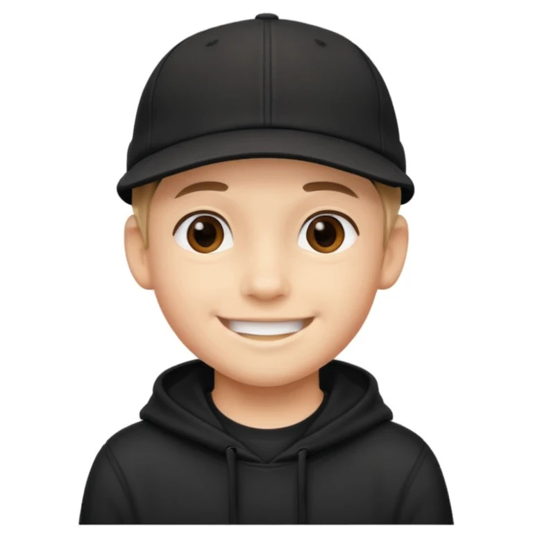 Boy wearing black cap backwards  emoji