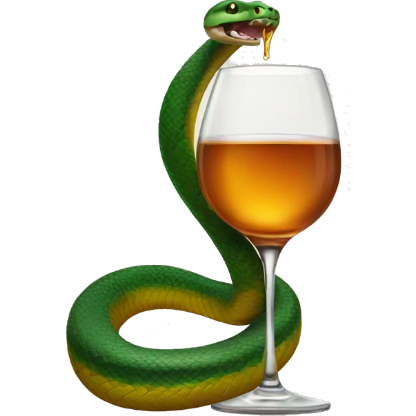A snake with a glass of the whiskey in it's tail emoji