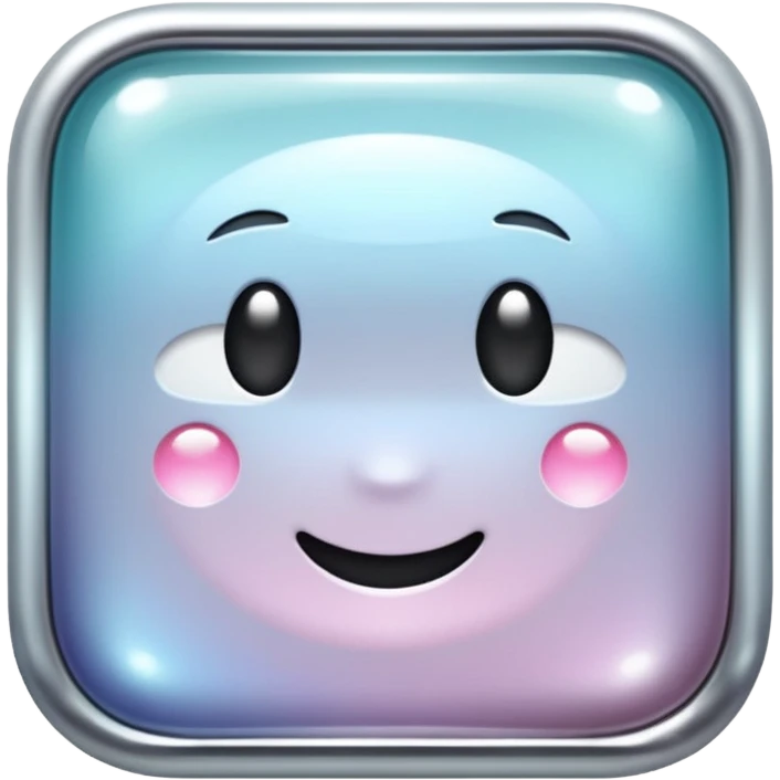 Sparkly glossy Pastel silver glass square emoji