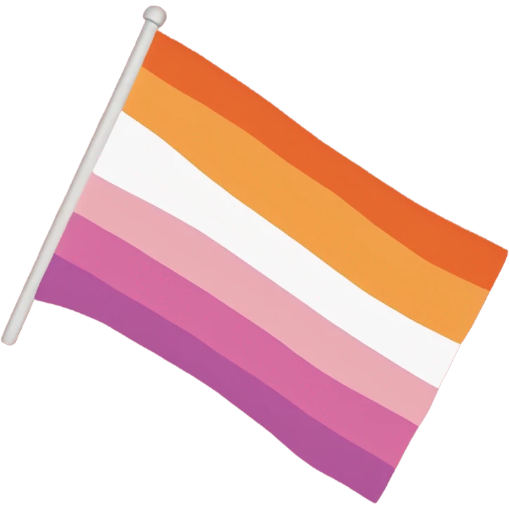 lesbian pride flag with seven horizontal stripes: dark orange, orange, light orange, white, pink, dusty pink, and dark rose. emoji