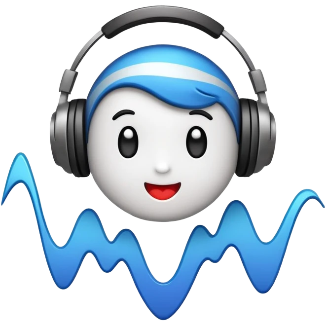cute sound wave character with heart eyes listening to music emoji