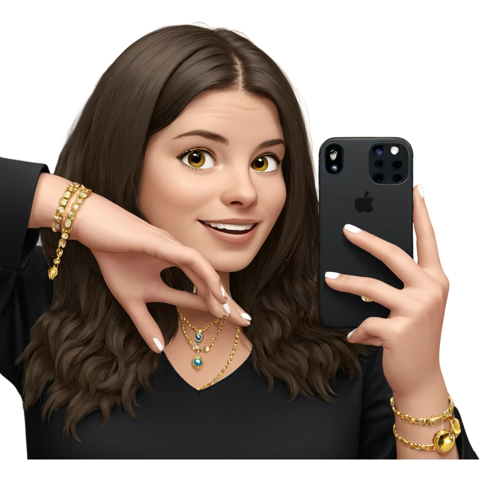 girl with jewelry and phone emoji