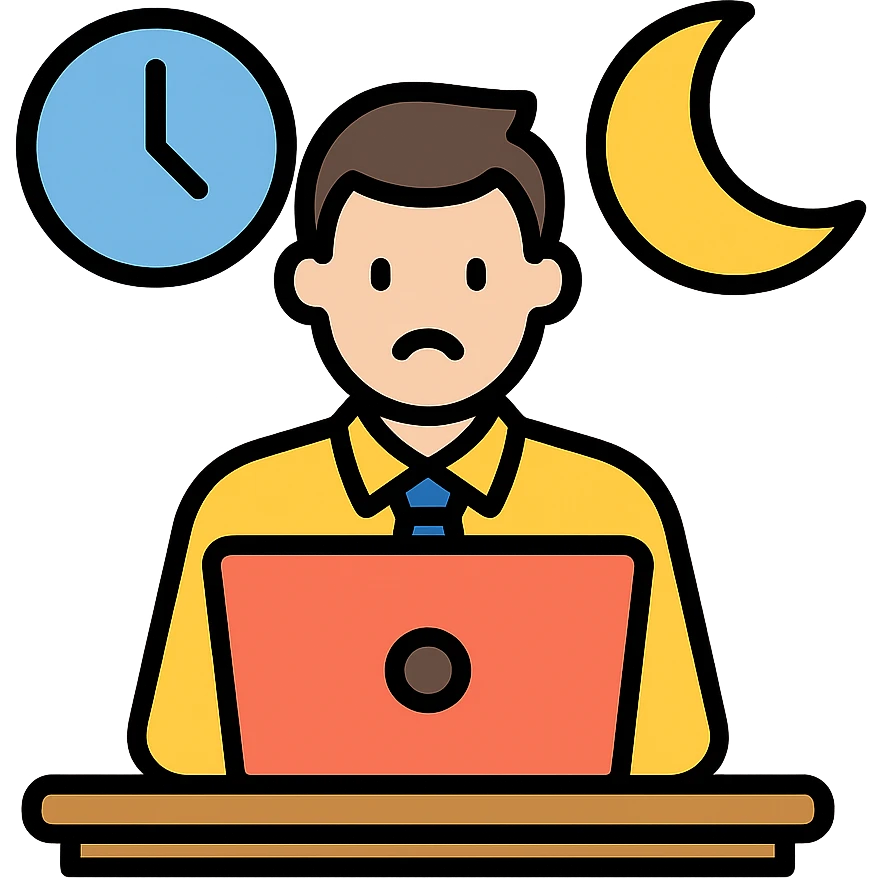 man working overtime at night emoji