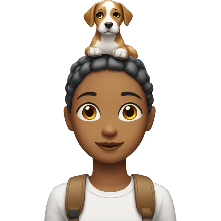 Girl with a dog on her head emoji