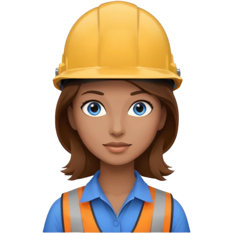 female architect brown hair blue eyes with a helmet emoji
