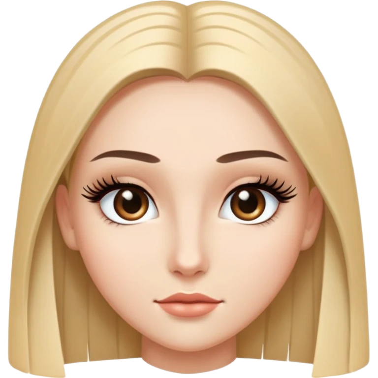 Beautiful character with sleek straight hair, perfect middle part, long dramatic eyelashes, and a very attractive face emoji
