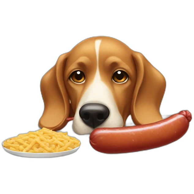perro salchicha comiendo un hueso emoji