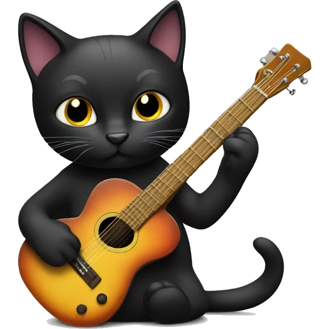 black cat playing guitar emoji