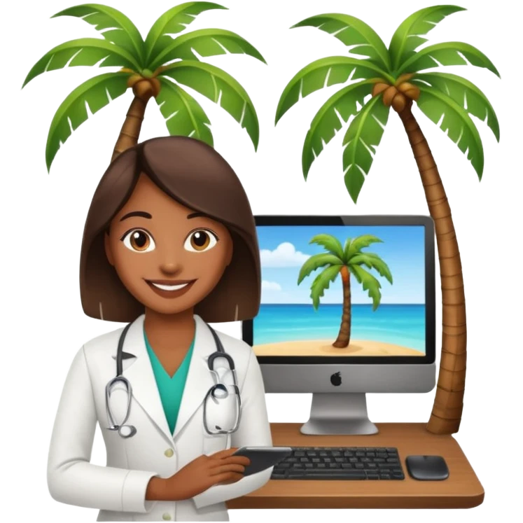 nutricionist with a computer palm tree  emoji