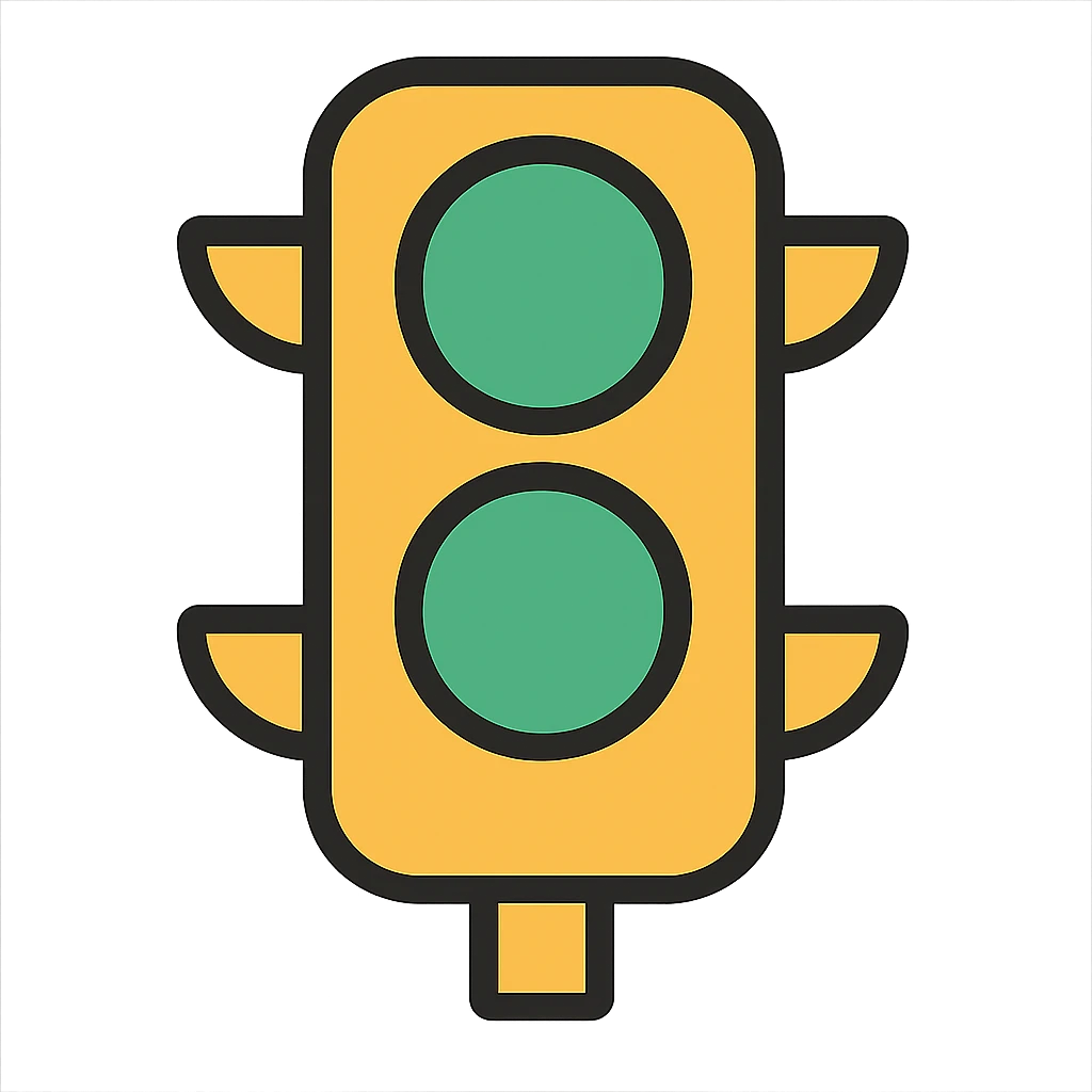 Change all the lights to green, keep the color outline icon style, with no background. emoji