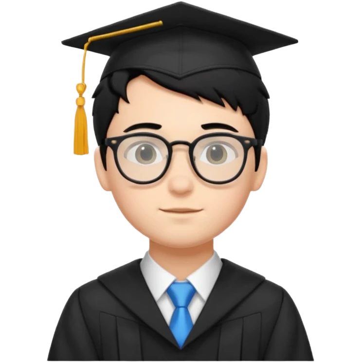 boy with glasses black hair in graduation suit emoji