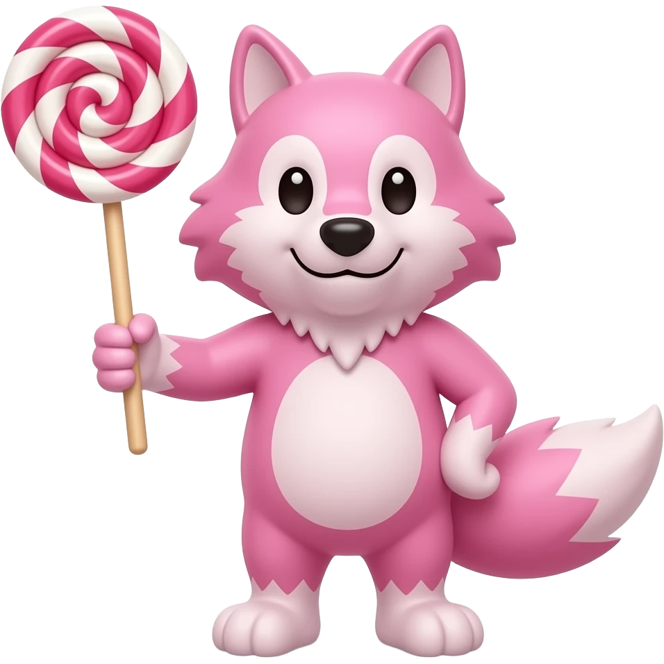 Pink Chocolate wolf long lollipop stick emoji