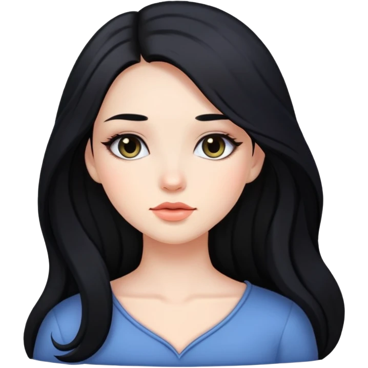 black long hair girl with soft makeup emoji