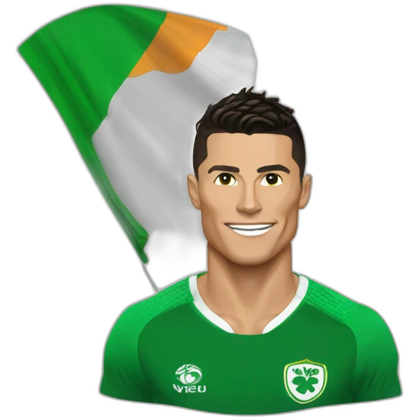 Cristiano Ronaldo avec un drapeau de L'irlande emoji