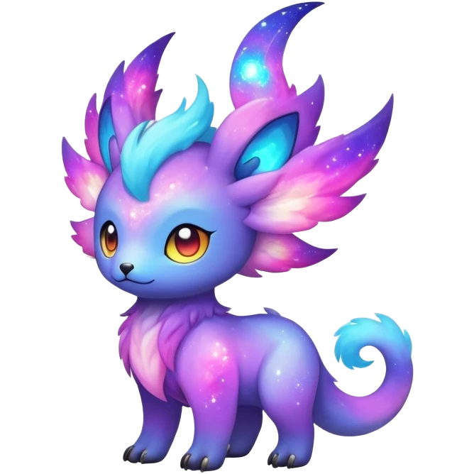Cute cool colorful nebula fantasy animal hybrid Fakemon full body emoji