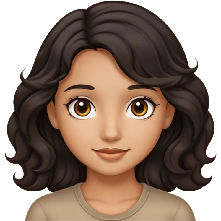 tan girl with black wavy hair and dark brown eyes emoji