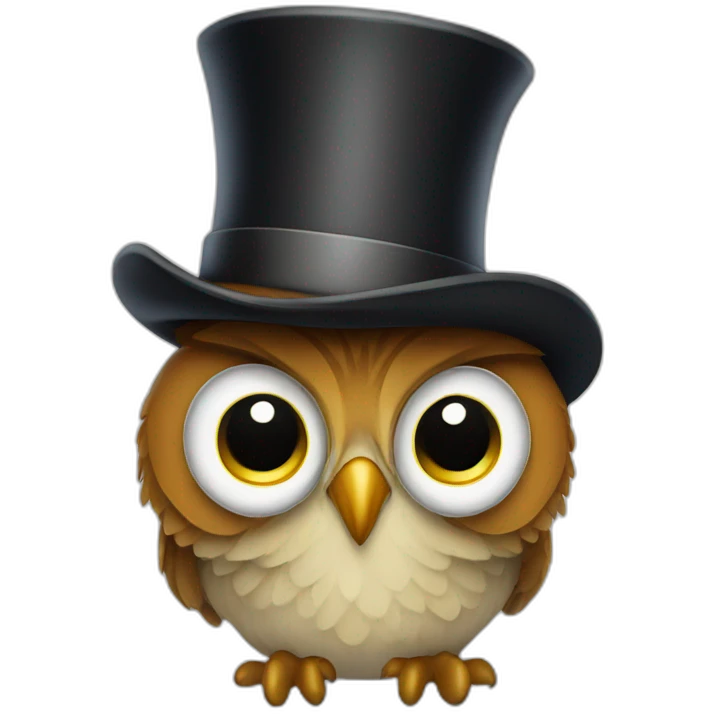 Owl wearing a tophat emoji