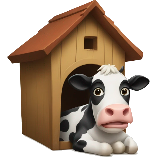 a cow in a doghouse emoji