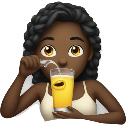 Girl drinking from glass in bed emoji