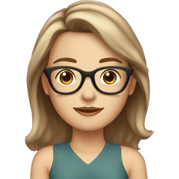 white girl with brown shoulder-length hair and glasses emoji