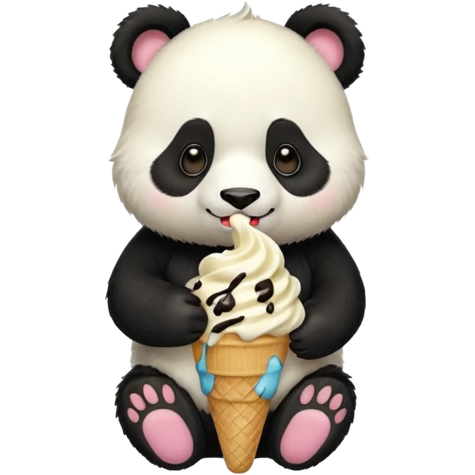 Panda eating ice cream emoji