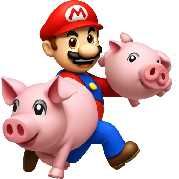 Mario kicking a pig emoji