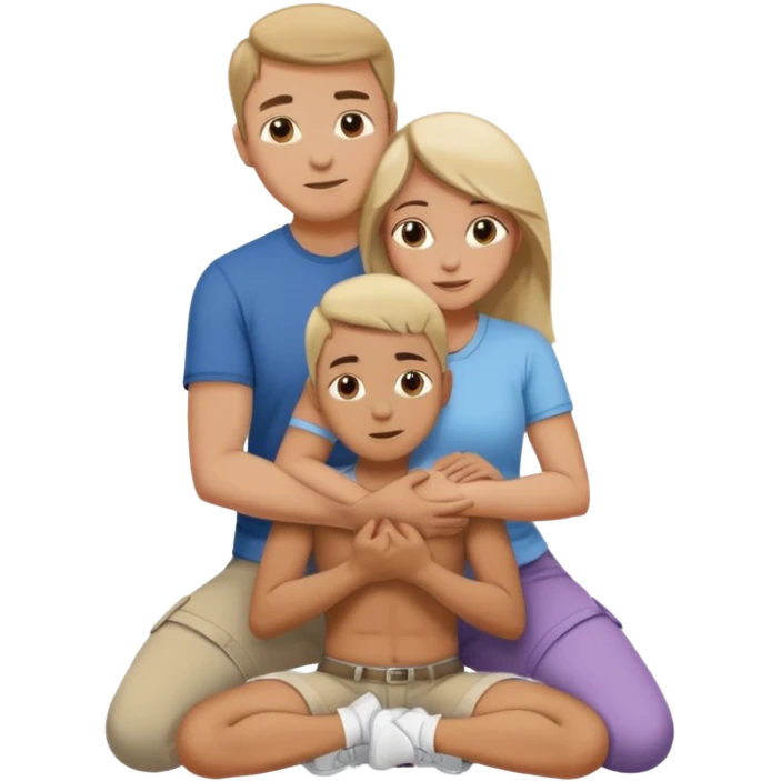 man on knees hugging womans waist emoji