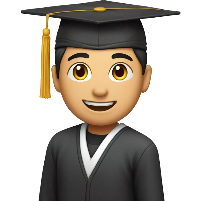 an asian student greets in an academic hat emoji