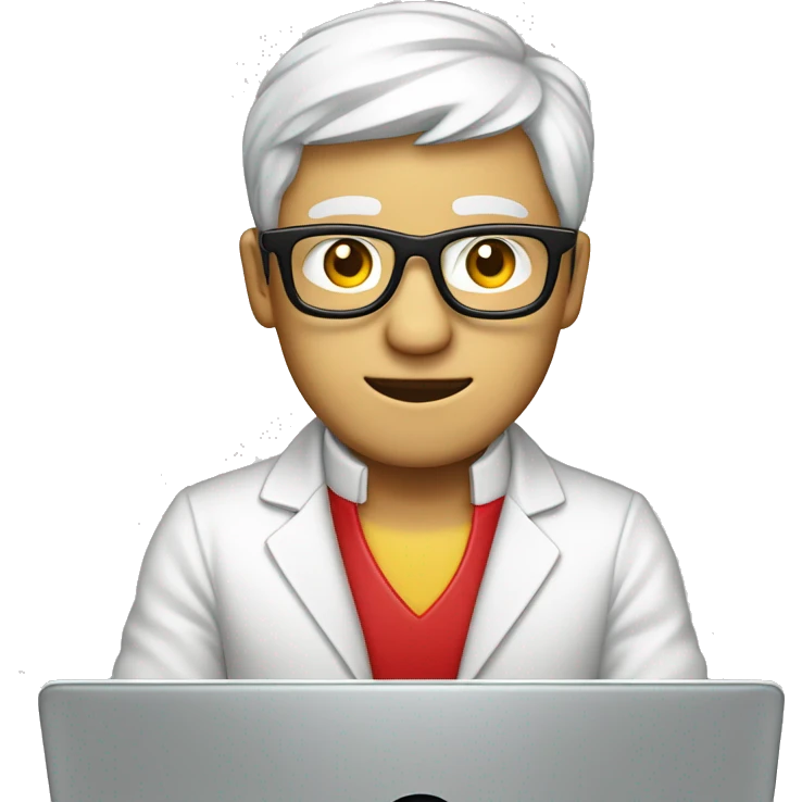 Peruano   blanco con apariencia china con  gafas y laptop emoji