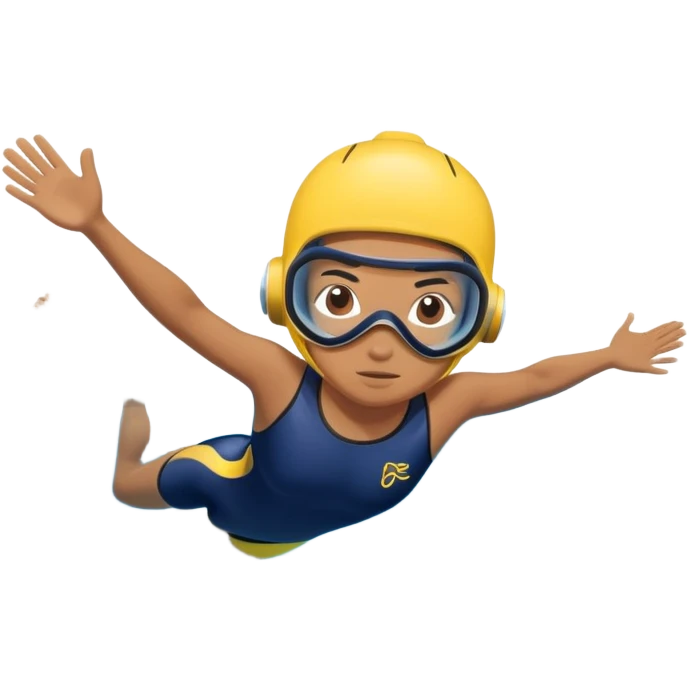determined pool diver dives into a pool of confidence blue water  emoji