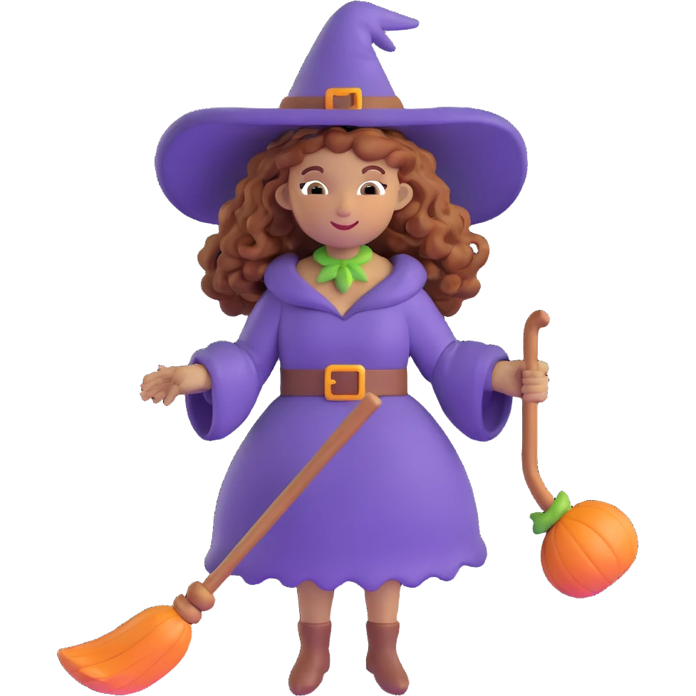 witch with caramel brown curly hair emoji