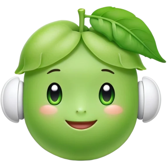 winking cute green pea with airpods emoji