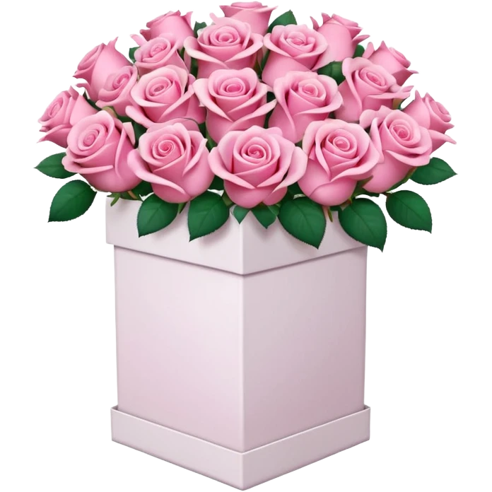 bouquet of pink 30 roses in a white box，no leaves emoji